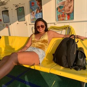 Yellow/Gold Velvet Bodysuit